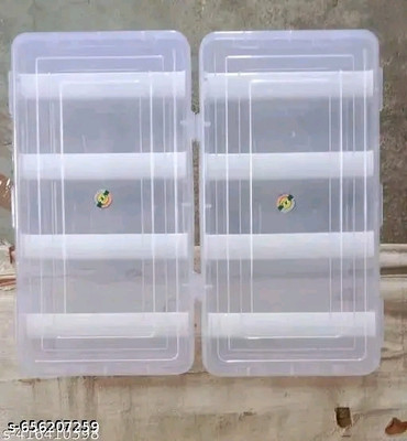 AMANDCO Multipurpose Plastic 2 Boxes Each Box with 4 Rod Stick for Women and Girls ,Organizer Case For Jewellery, Bangles Box, Lockable Vanity Box, ( Pack Of 2 ) Vanity Box(Clear, White)
