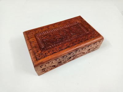 4NEX Wooden Box Carved 8x5 Inch Vanity Box(Brown)