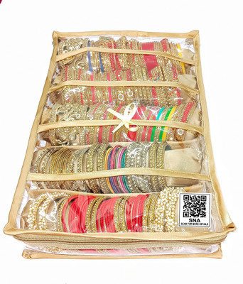 sna High Quality 5 rola satin Bangle Box churi box vanity box Vanity Box golden Vanity Box(Pink)