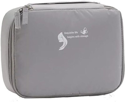 VYATIRANG Cosmetic Portable Makeup Pouch Travel Toiletry Bag Makeup Organizer for Brushes Travel Toiletry Kit(Grey)