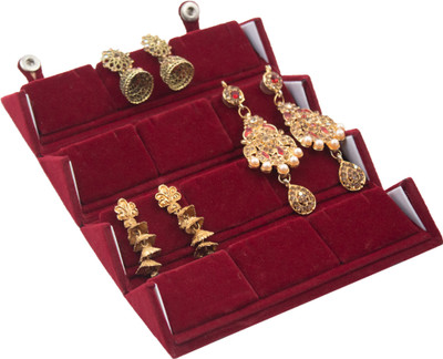 HK Hello Kiddies 12 pair Ear ring box Keep delicate jewellery safe. Vanity Box(Maroon)