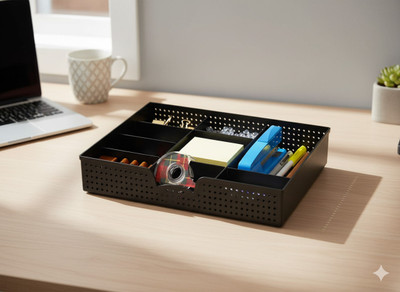 TENIDO Customizable Storage for Makeup, Kitchen Utensils, Bathroom Essentials Kitchen Organizer, Makeup Organizer Tray Set, Multi-Purpose Organizer, Makeup Dresser Vanity Box(Black)