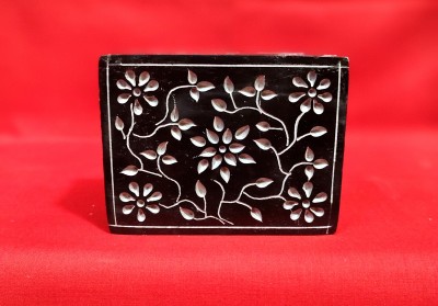 Aashirwad Moorti Art Marble Jewellery Box with Beautiful Inlay Work Jewellery Vanity Box(Black)