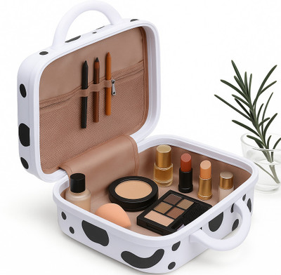 Bonanza Travel Makeup Kit Organizer Hard Shell Case Multi purpose Vanity Box(White, Black)