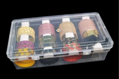 BizNexa Multipurpose Plastic 1 Box with 4 Rod Stick for Women and Girls Organizer Case For Jewellery, Bangles Box, Lockable Vanity Box Vanity Box(Transperent, clear, White)