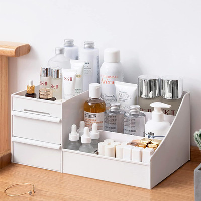 Weizny Plastic Multipurpose Storage Box Makeup Drawer Organizer STORAGE Vanity Box(White)