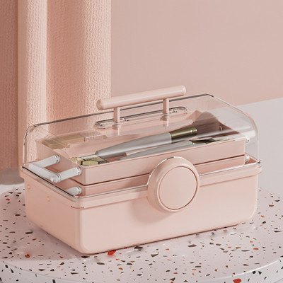 HoopVool 3 Compartments Plastic Storage box(Pink)