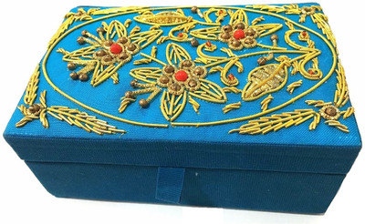 AuM Handmade Zardozi Rectangular Box for Girls & Women Multi-Purpose Vanity Box(Blue)