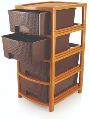 HUMBLE KART 4 Compartments Plastic Chest of Drawers(Brown)