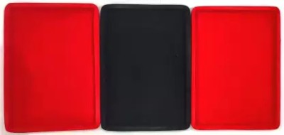 Rubid 3 Pcs 14X10 Velvet Tray 2 Red & 1 Black Jewellery Vanity Box(Red, Black)