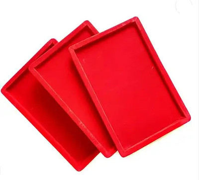 Ruby Combo Pack Of 3 Pcs Red 12X8 IncsesPlain Red Velvet Jeweler Display Tray Jewellery Vanity Box(Red)