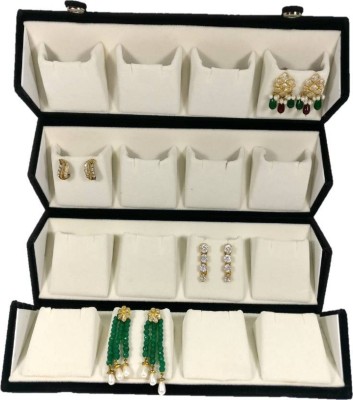 ultimatefashionista High Quality Velvet Large Earring Studs Tops Velvet Folder 16 Pairs Organizer Jewellery Vanity Box jewellery box Vanity Box(Black)