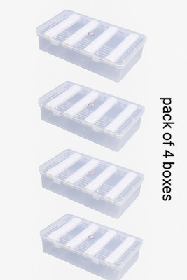 UFEnterprises Multipurpose transparent plastic storage box with 4 rods for women and girls STORAGE BOX, BANGLE BOX, VANITY BOX, Sample box Vanity Box(Transparent, White)