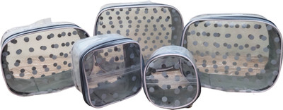 KitGo set of 5 kit box in transparent which carry cosmetics, shaving kit store up cosmetics Vanity Box(Grey)