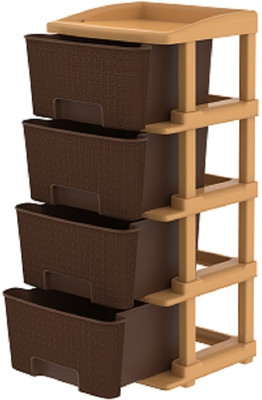 enerex 4XL Large Brown Size Plastic Free Standing Chest of Drawers Plastic Plastic Free Standing Chest of Drawers(Finish Color - BROWN, DIY(Do-It-Yourself))