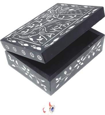 KRAFT CLOUDS Stone Jewellery Box |Ornament Box|Trinket Box|Multipurpose use Items Storage Box Jewellery Organizer Vanity Box(Black)