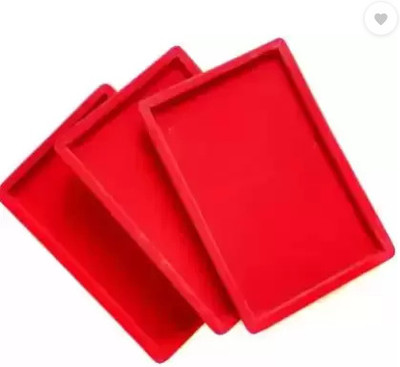 Ruby 3 Pcs 12x8 inch Display Jewellery Velvet Tray 3 Red Jewellery Vanity Box(Red)