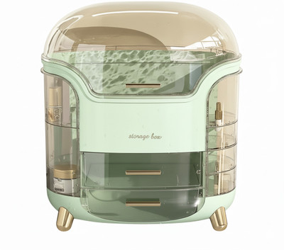 IMAHAl Makeup Organiser Transparent Cosmetic Storage Case Office, Toy Box, Clothes, Hospital, Jewelry Box, Makeup Box Vanity Box(Transparent, Green)