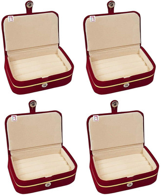 atorakushon new 4PcsRingCreamnew erring boox Vanity Box(Maroon)