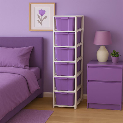 MAXTID 6 component Purple Drawer for Home/Parlour and Storage Solution Box Vanity Box(Purple)