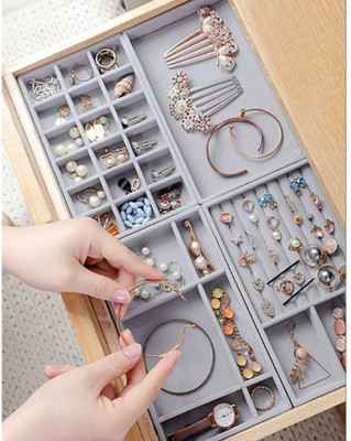kankinmart Jewellery Trays Organiser-4 Organizer Items Vanity Box(Gray)