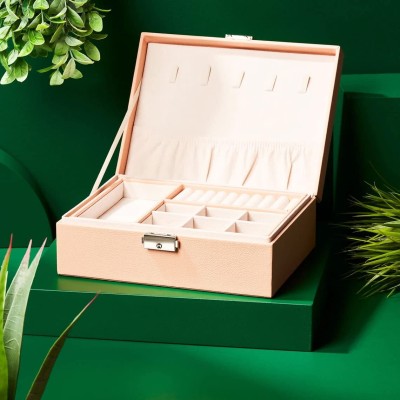 UNIQUEWARE JEWELLERY ORGANIZER BOX WITH DIVIDER 0 Vanity Box(Pink)