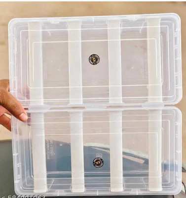 INAB Multi-Purpose Plastic Storage Solution – Strong Organizer Case with Lid Multipurpose Jewellery Box, Vanity Box, Organizer Vanity Box(Clear)