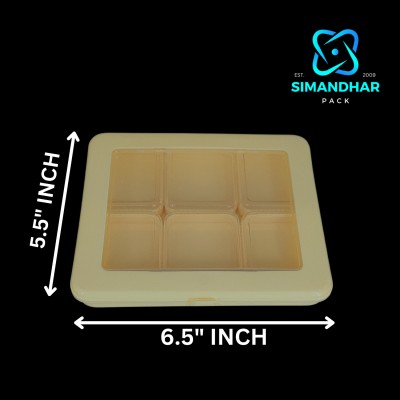 SIMANDHAR PACK Plastic Jewellery SQUARE Grid Organizer Box SIX PIECE ROUND DABBI Vanity Box(IVORY)