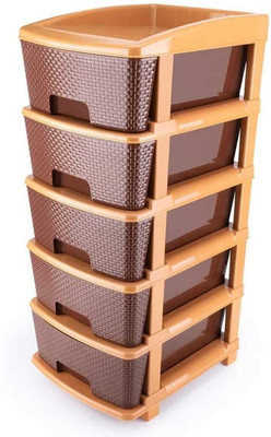 MAHADEV ENTERPRISE 5 Compartments PLASTIC CABINET(Brown)