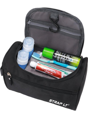 Straplt Hanging Travel Makeup Cosmetic Organizer Shower Travel Shaving Kit & Bag(Black)
