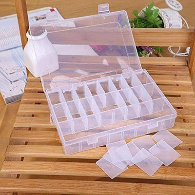 ADJO 36 Grids Clear Plastic Storage Box with Jewelry Storage Box (Plastic) Earrings Bead Jewelry Small Storage Box Case Vanity Box(Transparent)
