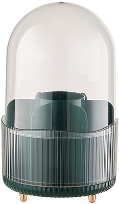 Prefact 6 Compartments Plastic 360 Rotating Stylish Dome-Shaped Storage with Transparent Cover(Green)