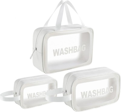 Anayo Cosmetic Organizer Bag Makeup Pouch Waterproof Toiletry Storage Travel Washbag - Set of 3 Vanity Box(White)