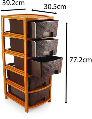 MAHADEV ENTERPRISE 5 Compartments PLASTIC CABINET(Brown)