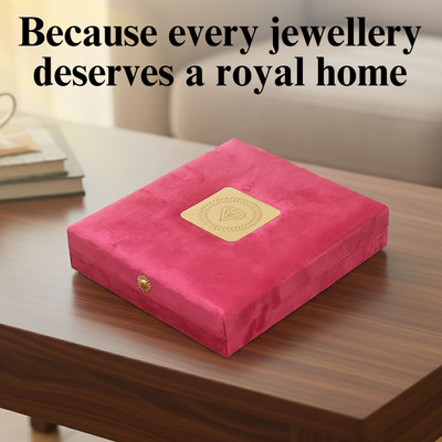 FebTech Velvet Necklace Box with Hinged Flip-Open Lid and Metallic Button Closure Jewellery Storage & Organizer, Decorative Gift Box for Jewellery Vanity Box(Pink)