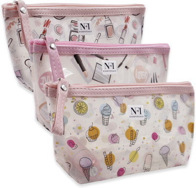 NFI essentials CP-7-B & CP-7-C & CP-7-D Vanity Cosmetic Pouch,Makeup Organizer,Makeup Pouch. Vanity Box(Multicolor)