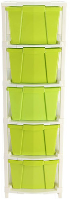 Pinkwhale 5 Compartments Plastic Modular Drawer(Green)