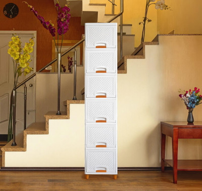 3D METRO SUPER STORE 6 Compartments Plastic Floor Mount(White)