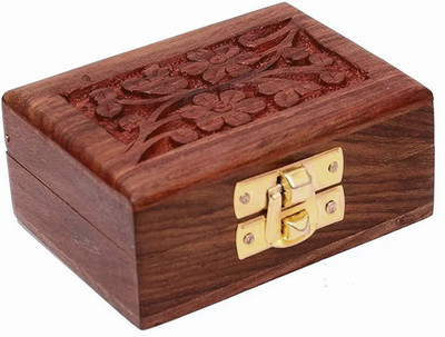 Thehomevista Premium Wooden Jewellery Box || 3.5” x 2.5” Inches STORAGE, JEWELLERY STORAGE, GIFT BOX, KEEPSAKE BOX, MULTIPURPOSE ORGANIZER Vanity Box(Brown)