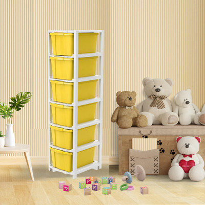 ELIGHTWAY MART 6 Compartments Plastic Multi-Purpose Modular Storage Drawer For Baby Gift Sets & Combo(Yellow)