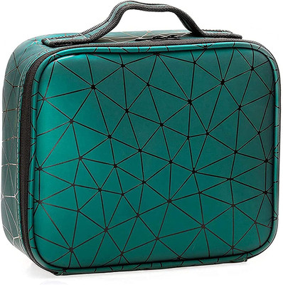 Syfer Geometric Stripe Makeup Cosmetic Storage Case with Adjustable Compartment Cosmetic Bag