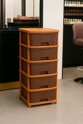 MAXTID 5 component Brown Plastic Modular Drawer Organizer Home,Office,Hospital,school Drawer Divider(Plastic)