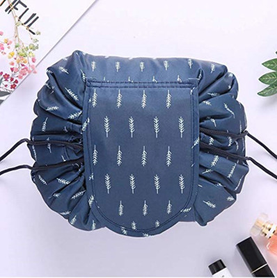 TREXEE Lazy Drawstring Cosmetic Bag - Drawstring Makeup Case Women Makeup Vanity Box(Blue)