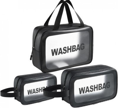 Anayo Cosmetic Organizer Bag Makeup Pouch Waterproof Toiletry Storage Travel Washbag - Set of 3 Vanity Box(Black)