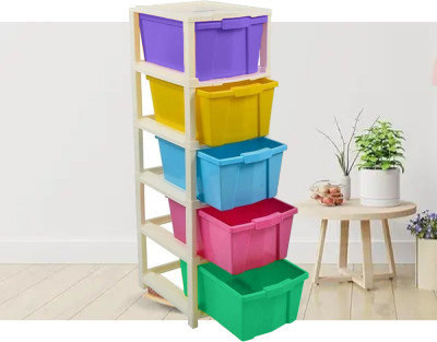 SONVAQZA 5 Compartments Plastic Storege For All Items Help you organize any space Vanity Box(Multicolor)
