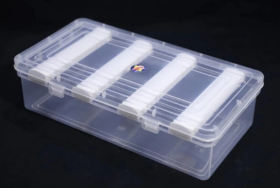 UFEnterprises Multipurpose transparent plastic storage box with 4 rods Organizer case for jewellery, bangle box, lockable Vanity Box(Transparent)