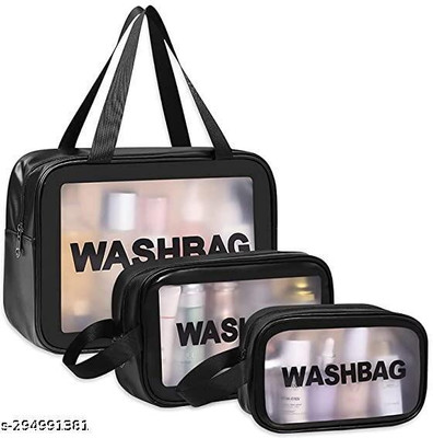 RRK Premium Multi-Functional Makeup Pouch Set - Trio Collection Organize in style with the RRK Premium Multi-Functional Makeup Pouch Set Vanity Box(Black)
