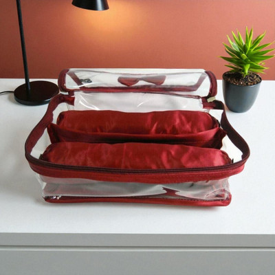 HK Hello Kiddies 2 Rods Bangle box Jewellery Organiser Pouches Storage Case (A1) (Red) Vanity Box(Red)