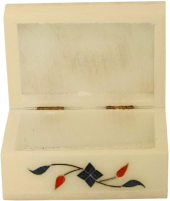 Anjali Arts Marble Jewellery Box Beautiful with Flower Inlay Work NA Vanity Box(White)
