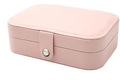 QUICKCLIQ Portable Travel Mini Jewelry Box Leather Jewellery Ring Organizer Travel jewellery Box,Mini jewellery Box Vanity Box(Pink)